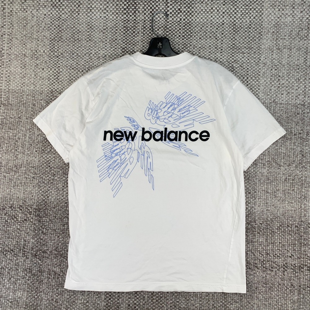 New Balance Graphic T-Shirt Mens M White Running 1906 Logo Short Sleeve